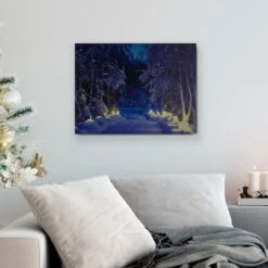 Northlight LED Lighted Nighttime In The Woods Winter Scene Canvas Wall Art -Northlight Decor Store D361851S 2