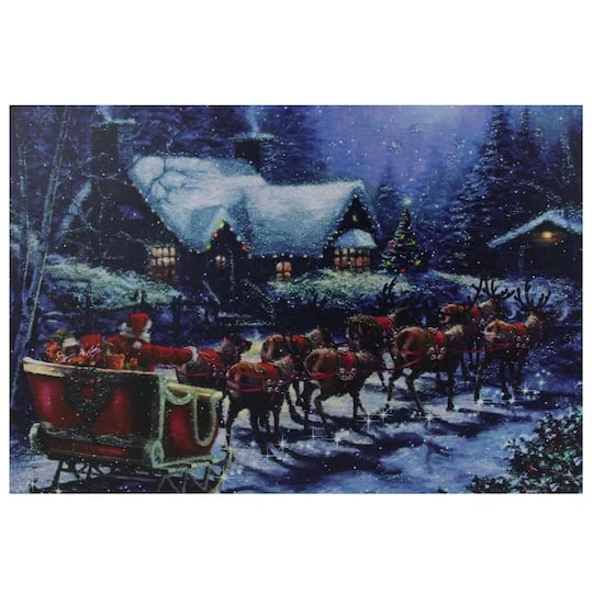 Northlight LED Lighted Santa Claus In Sleigh Christmas Canvas Wall Art 2 Northlight LED Lighted Santa Claus In Sleigh Christmas Canvas Wall Art - Image 2