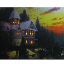 Northlight LED Lighted Victorian Christmas At Sunset Canvas Wall Art