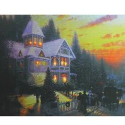 Northlight LED Lighted Victorian Christmas At Sunset Canvas Wall Art -Northlight Decor Store D361867S 2