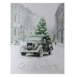 Northlight LED Lighted Ford Truck Merry Christmas Canvas Wall Art