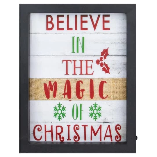 Northlight LED Lighted 'Believe In The Magic Of Christmas' Shadow Box Wall Art 1 Northlight LED Lighted 'Believe In The Magic Of Christmas' Shadow Box Wall Art