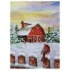 Northlight LED Back Lit Snowy Sunset Barn Scene Christmas Wall Art