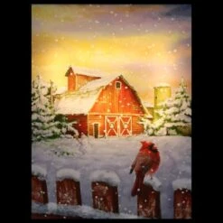 Northlight LED Back Lit Snowy Sunset Barn Scene Christmas Wall Art -Northlight Decor Store D361890S 3