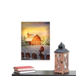 Northlight LED Back Lit Snowy Sunset Barn Scene Christmas Wall Art -Northlight Decor Store D361890S 4