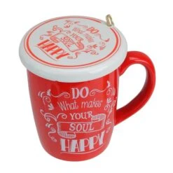 Northlight Red & White Soul Happy Mug & Ornament Gift Set