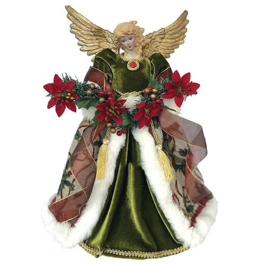 Santa's Workshop 16" Poinsettia Angel Tree Topper 1 Santa's Workshop 16" Poinsettia Angel Tree Topper