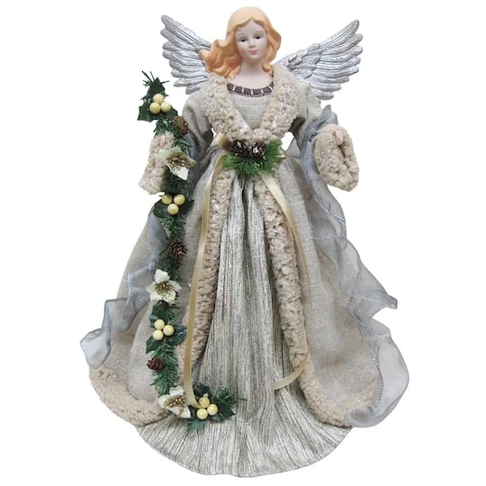 Santa's Workshop 16" Silver & Gray Angel Tree Topper 1 Santa's Workshop 16" Silver & Gray Angel Tree Topper