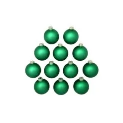 Whitehurst 12ct. 2.75" Matte Glass Ball Ornaments Green Matte -Northlight Decor Store D384952S 12
