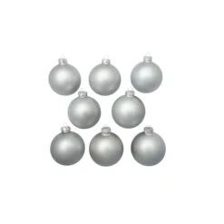 Whitehurst 8ct. 3.25" Matte Glass Ball Ornaments Silver Matte 6 Whitehurst 8ct. 3.25" Matte Glass Ball Ornaments Silver Matte -Northlight Decor Store D384971S 12