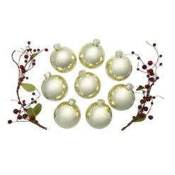 Whitehurst 8ct. 3.25" Shiny Glass Ball Ornaments Gold Shiny -Northlight Decor Store D384990S 13