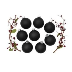 Whitehurst 8ct. 3.25" Matte Glass Ball Ornaments Black Matte 7 Whitehurst 8ct. 3.25" Matte Glass Ball Ornaments Black Matte -Northlight Decor Store D385031S 13