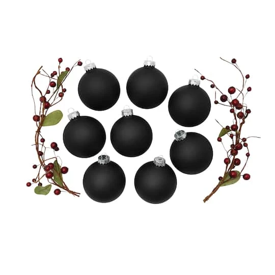 Whitehurst 8ct. 3.25" Matte Glass Ball Ornaments Black Matte 4 Whitehurst 8ct. 3.25" Matte Glass Ball Ornaments Black Matte - Image 4