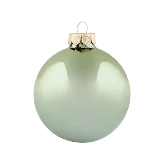 Whitehurst 6ct. 4" Shiny Glass Ball Ornaments Lime Shiny 2 Whitehurst 6ct. 4" Shiny Glass Ball Ornaments Lime Shiny - Image 2