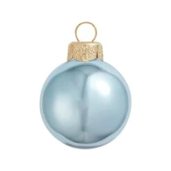 2ct. 6" Shiny Glass Ball Ornaments Baby Blue Shiny
