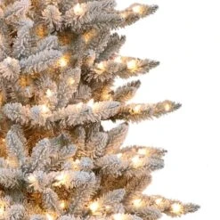 3ft. Pre-Lit Flocked Fraser Fir Artificial Christmas Tree, Clear Lights -Northlight Decor Store D393455S 2