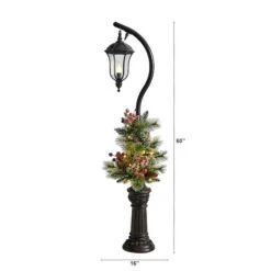 5ft. Pre-Lit LED Holiday Decorated Lamp Post With Greenery & Berries -Northlight Decor Store D478686S 2