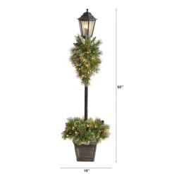 5ft. Pre-Lit LED Holiday Decorated Lamp Post With Faux Greenery In Decorative Container -Northlight Decor Store D478687S 2