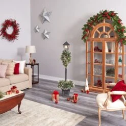 5ft. Pre-Lit LED Holiday Decorated Lamp Post With Faux Greenery In Decorative Container -Northlight Decor Store D478687S 9