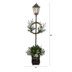 5ft. Pre-lit LED Holiday Decorated Lamp Post With Greenery In Decorative Planter -Northlight Decor Store D478688S 2