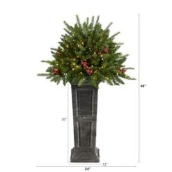 4ft. Pre-Lit Glittered Artificial Christmas Plant On Pedestal, Multicolor LED Lights -Northlight Decor Store D478834S 2
