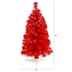 2ft. Pre-Lit Red Artificial Christmas Tree, Warm White LED Lights -Northlight Decor Store D478850S 2