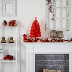2ft. Pre-Lit Red Artificial Christmas Tree, Warm White LED Lights -Northlight Decor Store D478850S 8