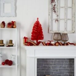 2ft. Pre-Lit Red Artificial Christmas Tree, Warm White LED Lights -Northlight Decor Store D478850S 9