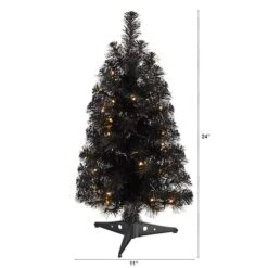 2ft. Pre-Lit Black Artificial Christmas Tree, Warm White LED Lights -Northlight Decor Store D478851S 2