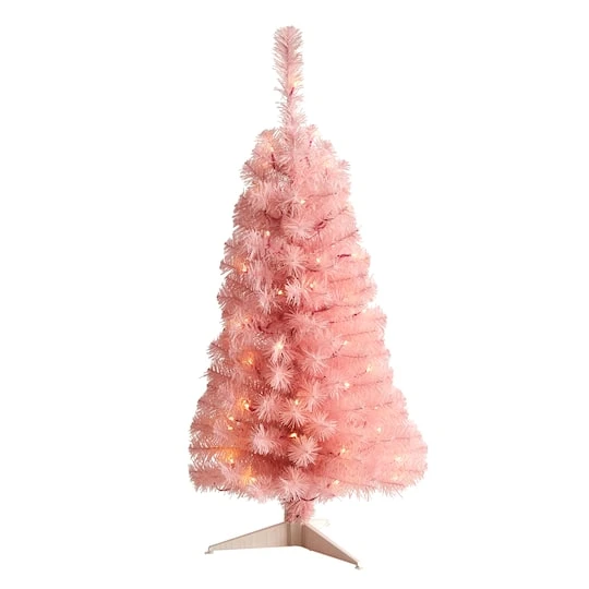 3ft. Pre-Lit Pink Artificial Christmas Tree, Warm White LED Lights 2 3ft. Pre-Lit Pink Artificial Christmas Tree, Warm White LED Lights - Image 2