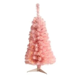 3ft. Pre-Lit Pink Artificial Christmas Tree, Warm White LED Lights