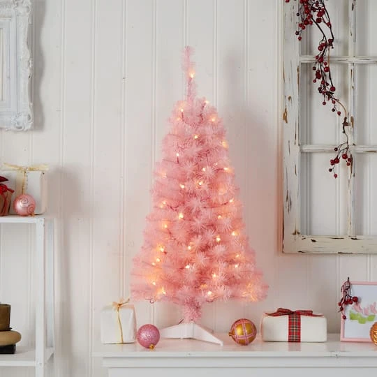 3ft. Pre-Lit Pink Artificial Christmas Tree, Warm White LED Lights 8 3ft. Pre-Lit Pink Artificial Christmas Tree, Warm White LED Lights - Image 8