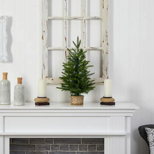 2ft. Pre-Lit Artificial Christmas Tree In Decorative Basket, Clear LED Lights 7 2ft. Pre-Lit Artificial Christmas Tree In Decorative Basket, Clear LED Lights - Image 7