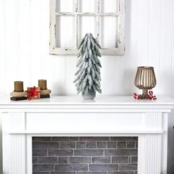 21" Unlit Flocked Artificial Christmas Tree In Decorative Planter -Northlight Decor Store D478916S 4