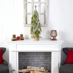 3ft. Unlit Snow Flocked Down Swept Holiday Artificial Christmas Tree In Burlap Base 7 3ft. Unlit Snow Flocked Down Swept Holiday Artificial Christmas Tree In Burlap Base -Northlight Decor Store D478917S 4