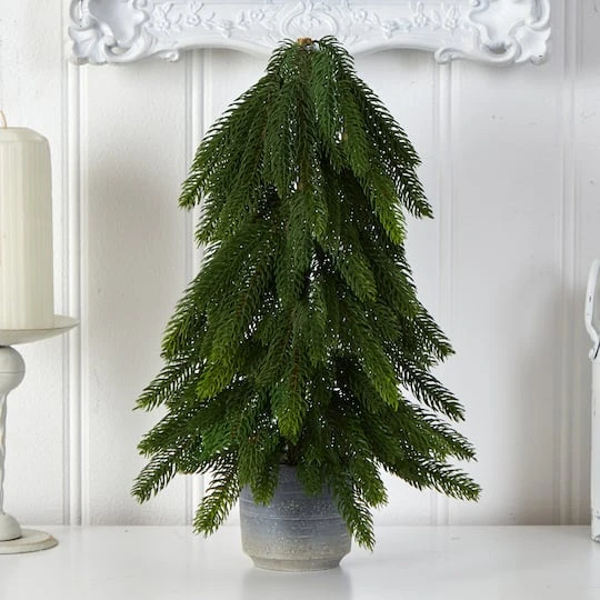 17" Unlit Artificial Pine Tree In Decorative Planter 4 17" Unlit Artificial Pine Tree In Decorative Planter - Image 4