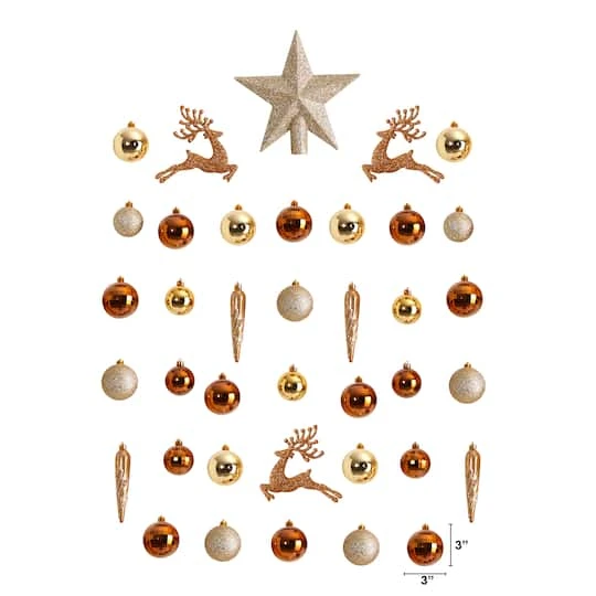40ct. Gold Shatterproof Lux Christmas Ornament Set 3 40ct. Gold Shatterproof Lux Christmas Ornament Set - Image 3