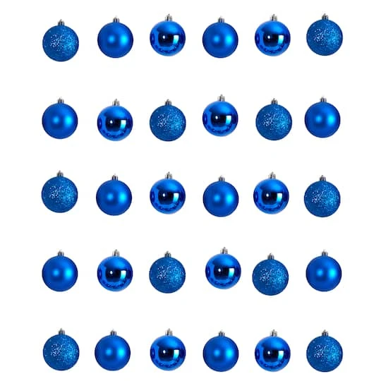 30ct. 2.5" Blue Shatterproof Christmas Ornaments 1 30ct. 2.5" Blue Shatterproof Christmas Ornaments