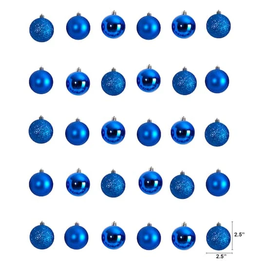 30ct. 2.5" Blue Shatterproof Christmas Ornaments 3 30ct. 2.5" Blue Shatterproof Christmas Ornaments - Image 3