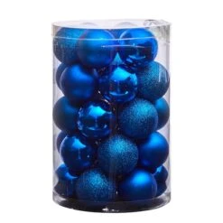 30ct. 2.5" Blue Shatterproof Christmas Ornaments 8 30ct. 2.5" Blue Shatterproof Christmas Ornaments -Northlight Decor Store D479036S 3