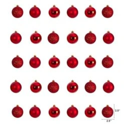 30ct. 2.5" Red Shatterproof Christmas Ornaments -Northlight Decor Store D479040S 2