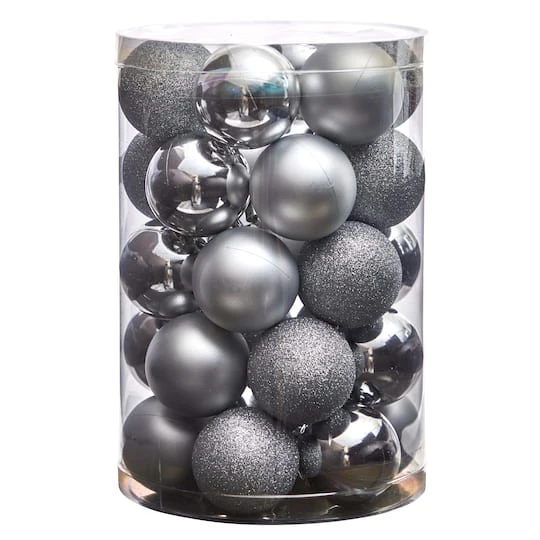 30ct. 2.5" Silver Shatterproof Christmas Ornaments 4 30ct. 2.5" Silver Shatterproof Christmas Ornaments - Image 4