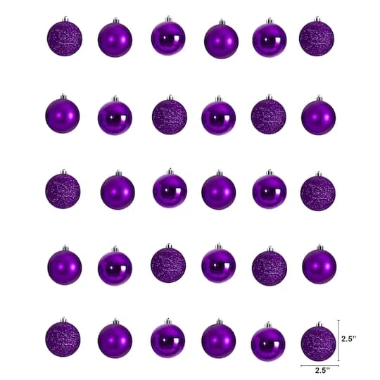 30ct. 2.5" Purple Shatterproof Christmas Ornaments 3 30ct. 2.5" Purple Shatterproof Christmas Ornaments - Image 3