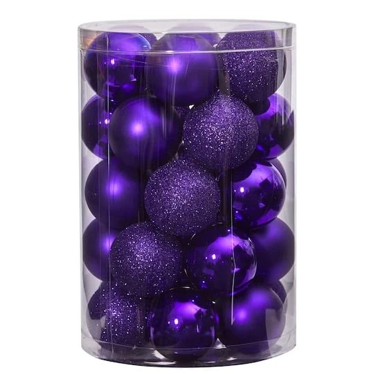 30ct. 2.5" Purple Shatterproof Christmas Ornaments 4 30ct. 2.5" Purple Shatterproof Christmas Ornaments - Image 4