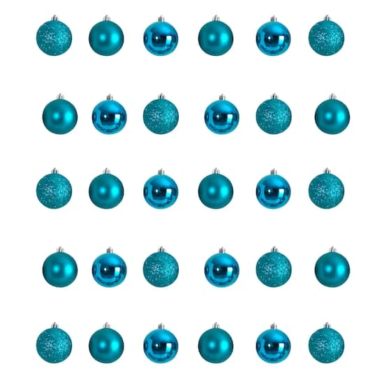 30ct. 2.5" Teal Shatterproof Christmas Ornaments 2 30ct. 2.5" Teal Shatterproof Christmas Ornaments - Image 2