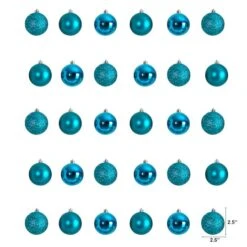 30ct. 2.5" Teal Shatterproof Christmas Ornaments 7 30ct. 2.5" Teal Shatterproof Christmas Ornaments -Northlight Decor Store D479043S 2