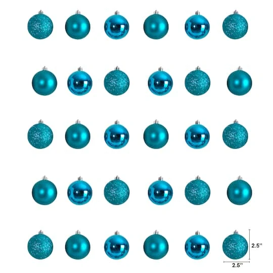 30ct. 2.5" Teal Shatterproof Christmas Ornaments 3 30ct. 2.5" Teal Shatterproof Christmas Ornaments - Image 3