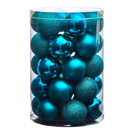 30ct. 2.5" Teal Shatterproof Christmas Ornaments 4 30ct. 2.5" Teal Shatterproof Christmas Ornaments - Image 4