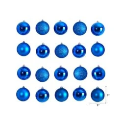 20ct. 3" Blue Shatterproof Christmas Ornaments -Northlight Decor Store D479044S 2