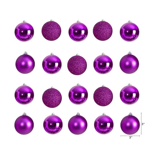 20ct. 3" Pink Shatterproof Christmas Ornaments 3 20ct. 3" Pink Shatterproof Christmas Ornaments - Image 3